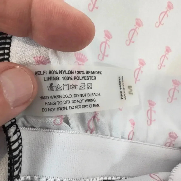 NEW Juicy Couture One Piece Swimsuit Foil Verbiage Logo Scoop Neck Black Women M - Picture 6 of 8